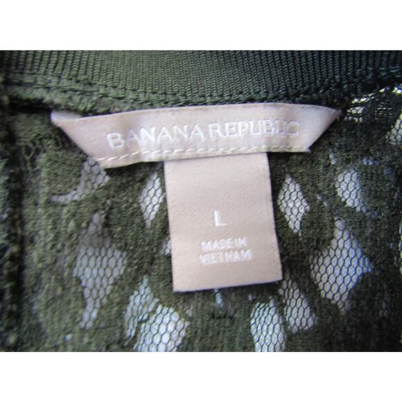 Banana Republic Olive Green Floral Lace Top Womens sz. L Boho Cottagecore - Picture 4 of 5